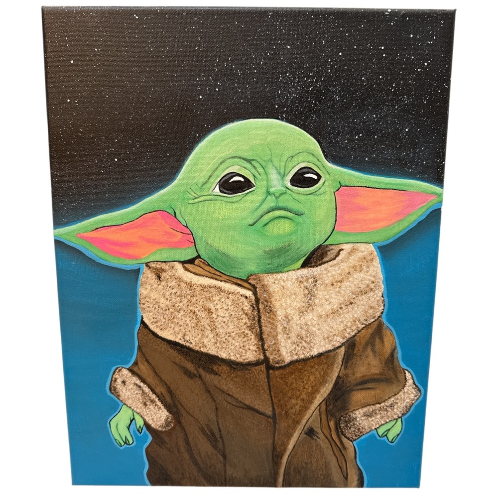 Star Wars Baby Yoda/Grogu Hand Painted Acrylic Art on Canvas 11x14
